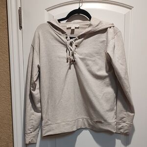 Michael Kors Beige Lace-Up Hoodie